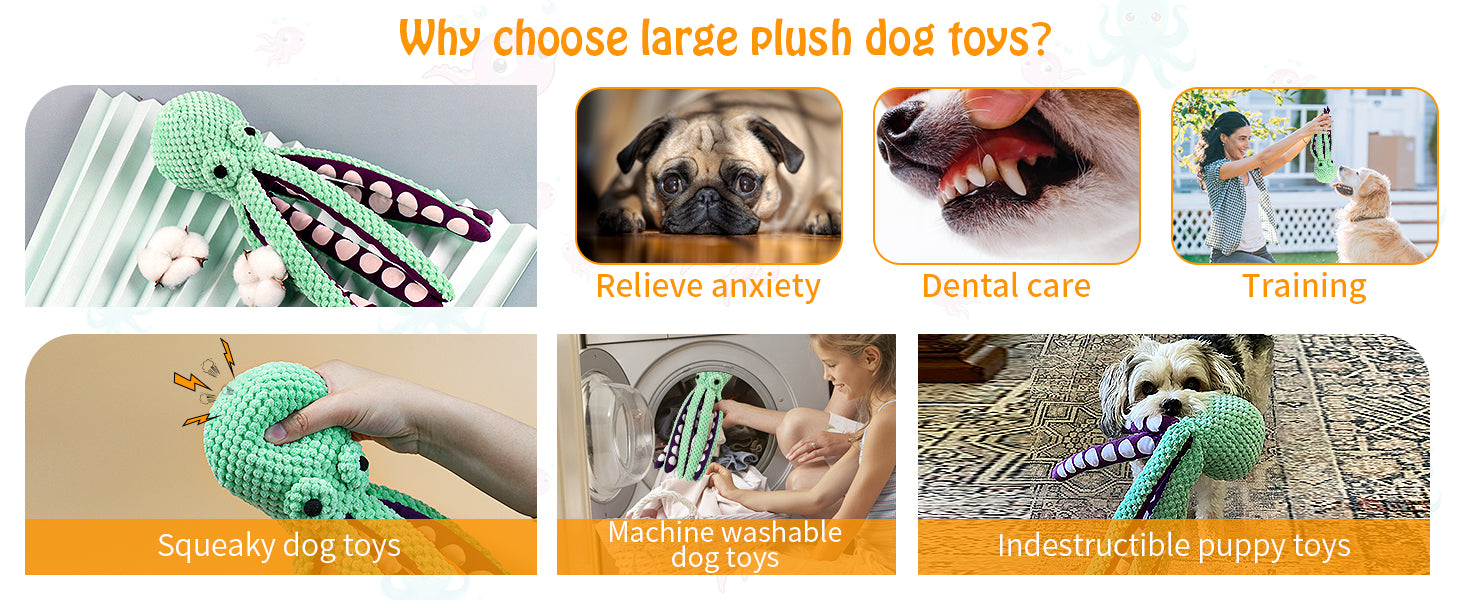 Large Squeaky Dog Toy - Plush Dog Toy, Soft Fabric, Suitable for Small, Medium, and Large Dogs, Daily Companion, Training Reward Gift